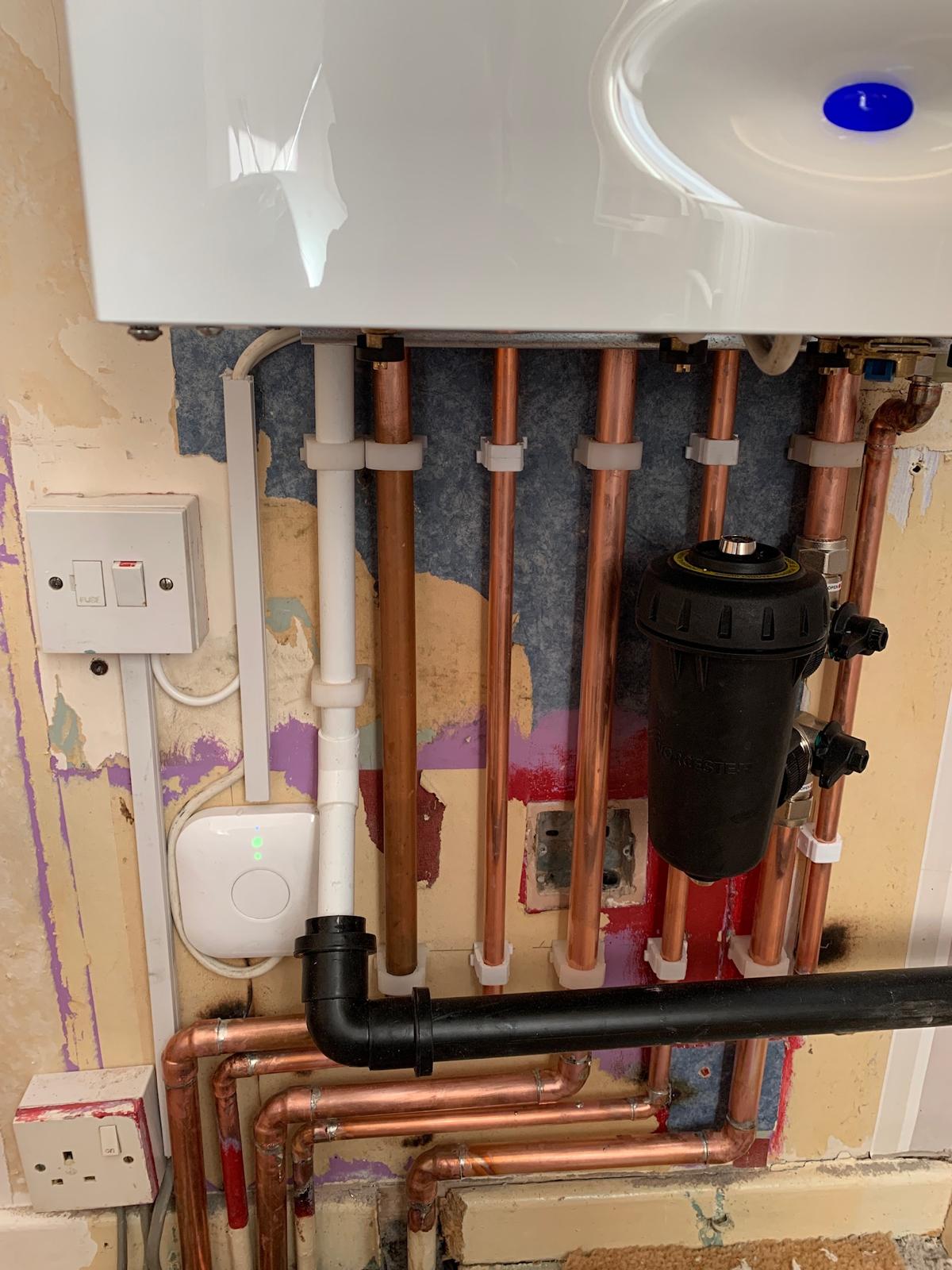 New combi boiler installation with copper pipework and MagnaClean filter, North Lincolnshire