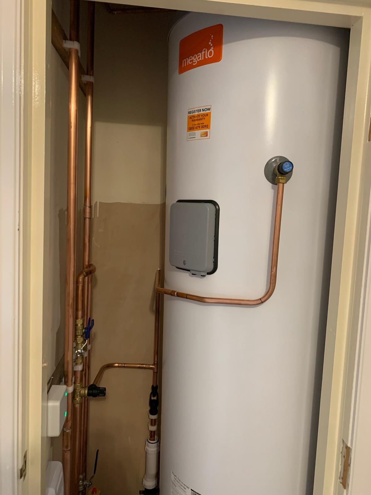 Unvented hot water cylinder installation
