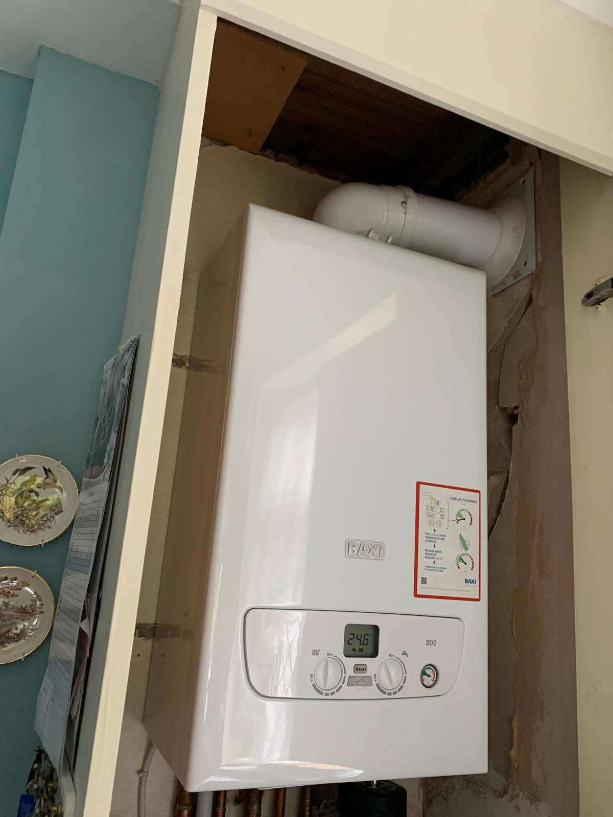 Baxi 800 combi boiler fitted inside kitchen cupboard, Scunthorpe